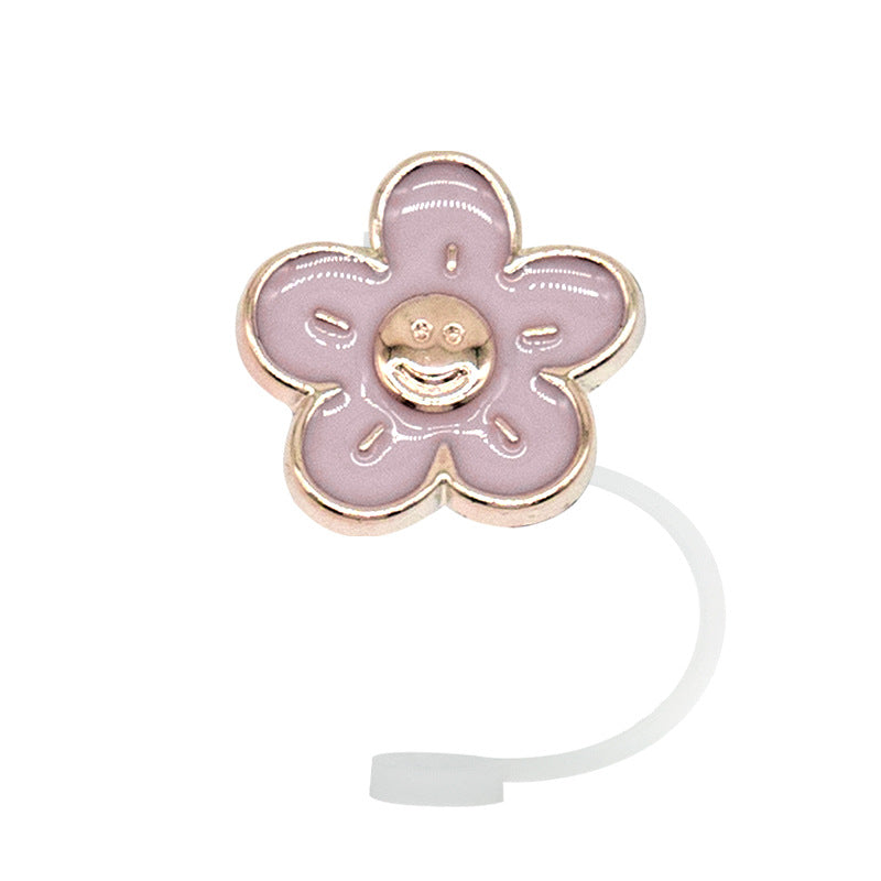 Wholesale 10pcs/packAcrylic Straw Cap Dust Plug Imitation Metal Shell